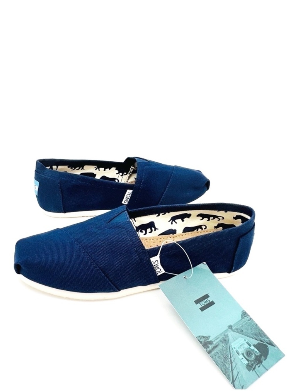 Toms Shoes Alpargata Recycled Cotton Canvas Slip-on Flats Size 6.5 Navy Blue New
